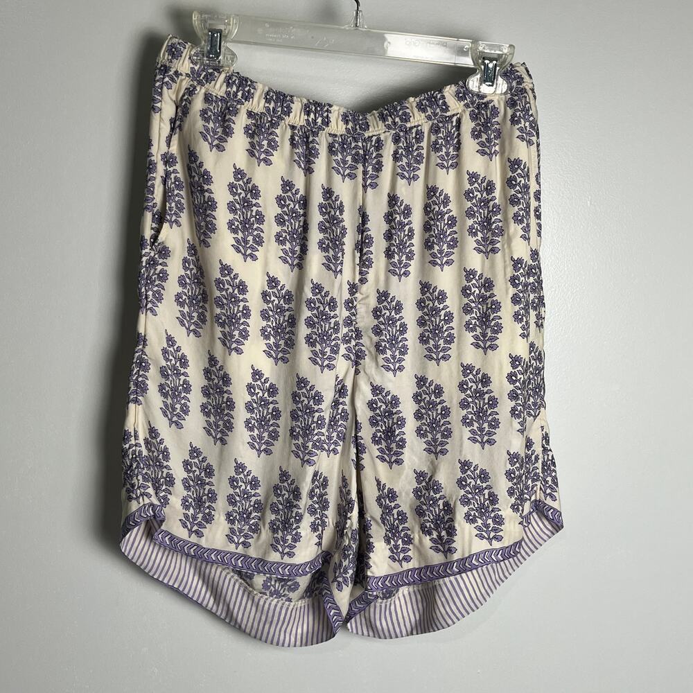 J.Crew Purple Floral Block Print Viscose Sleep Lounge Shorts Women's M